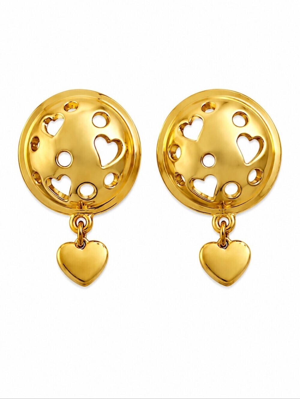 Vtg AVON 1992 Round Dome Open Your Heart Cutout Post Earrings